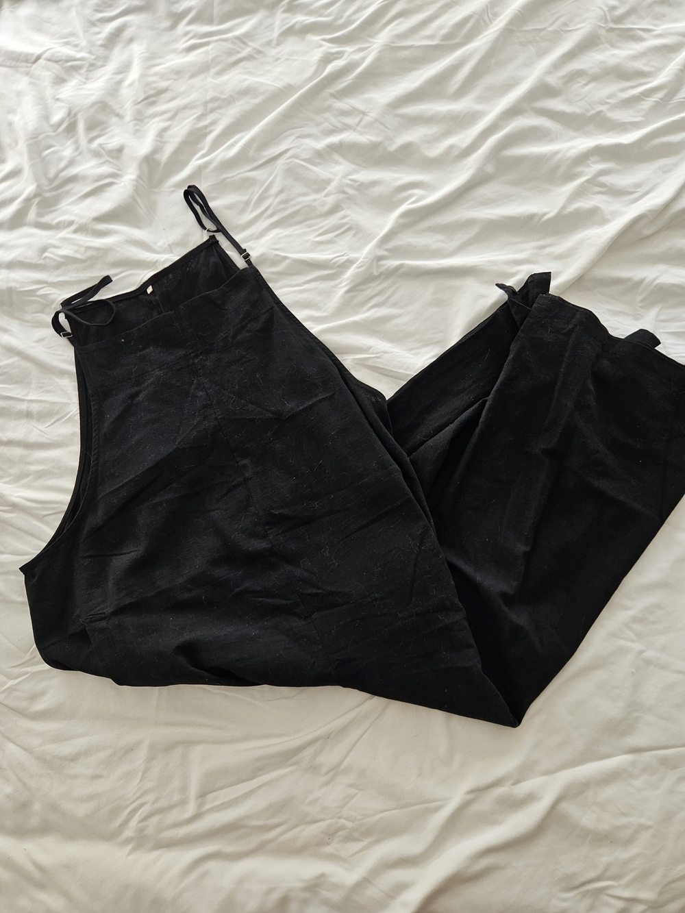 Black Linen-Blend Overalls 3XL